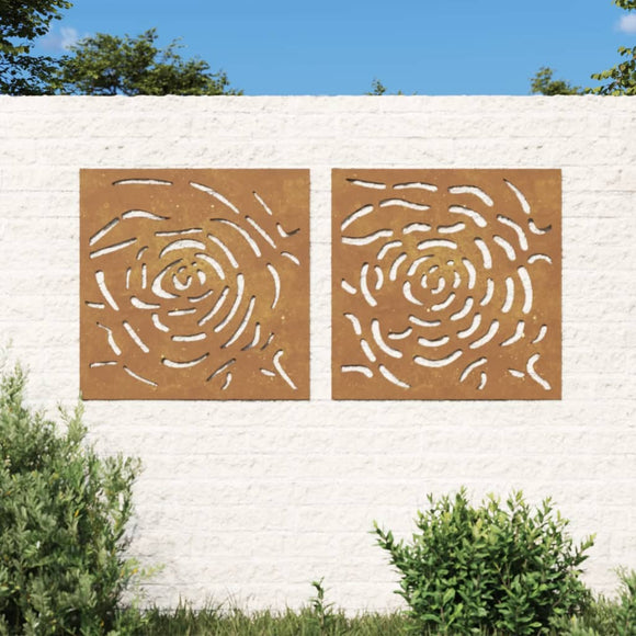 NNEVL Garden Wall Decorations 2 pcs 55x55 cm Corten Steel Rose Design