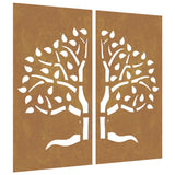 NNEVL Garden Wall Decorations 2 pcs 105x55 cm Corten Steel Tree Design