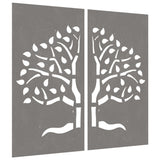 NNEVL Garden Wall Decorations 2 pcs 105x55 cm Corten Steel Tree Design
