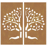 NNEVL Garden Wall Decorations 2 pcs 105x55 cm Corten Steel Tree Design