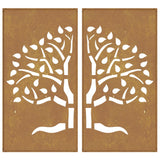 NNEVL Garden Wall Decorations 2 pcs 105x55 cm Corten Steel Tree Design