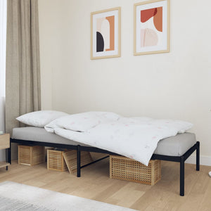 NNEVL Metal Bed Frame Black 92x187 cm Single