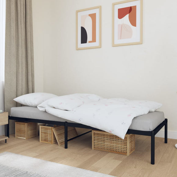 NNEVL Metal Bed Frame Black 92x187 cm Single