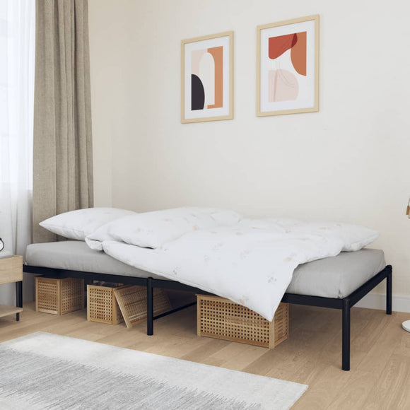 NNEVL Metal Bed Frame Black 107x203 cm