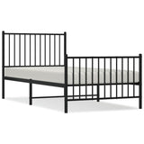 NNEVL Metal Bed Frame with Headboard and Footboard Black 92x187 cm Single