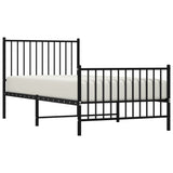 NNEVL Metal Bed Frame with Headboard and Footboard Black 92x187 cm Single