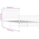 NNEVL Metal Bed Frame with Headboard and Footboard Black 92x187 cm Single