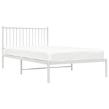 NNEVL Metal Bed Frame with Headboard White 107x203 cm