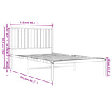 NNEVL Metal Bed Frame with Headboard White 107x203 cm