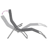 NNEVL Folding Sun Loungers 2 pcs Grey Textilene and Powder-coated Steel