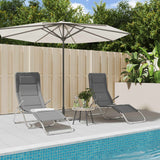 NNEVL Folding Sun Loungers 2 pcs Grey Textilene and Powder-coated Steel