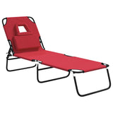 NNEVL Folding Sun Lounger Red Oxford Fabric and Powder-coated Steel