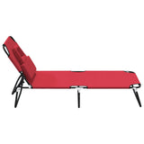 NNEVL Folding Sun Lounger Red Oxford Fabric and Powder-coated Steel