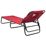 NNEVL Folding Sun Lounger Red Oxford Fabric and Powder-coated Steel