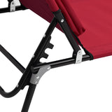 NNEVL Folding Sun Lounger Red Oxford Fabric and Powder-coated Steel