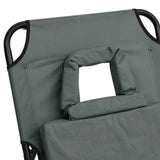 NNEVL Folding Sun Lounger Grey Oxford Fabric and Powder-coated Steel
