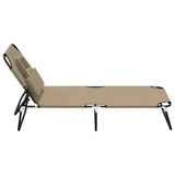 NNEVL Folding Sun Lounger Taupe Oxford Fabric and Powder-coated Steel