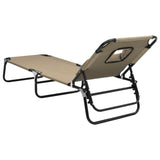 NNEVL Folding Sun Lounger Taupe Oxford Fabric and Powder-coated Steel