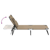 NNEVL Folding Sun Lounger Taupe Oxford Fabric and Powder-coated Steel
