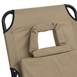 NNEVL Folding Sun Lounger Taupe Oxford Fabric and Powder-coated Steel