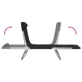 NNEVL Folding Sun Loungers 2 pcs Black Textilene and Steel