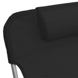 NNEVL Folding Sun Loungers 2 pcs Black Textilene and Steel