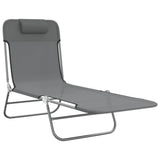 NNEVL Folding Sun Loungers 2 pcs Grey Textilene and Steel