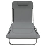 NNEVL Folding Sun Loungers 2 pcs Grey Textilene and Steel