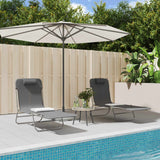 NNEVL Folding Sun Loungers 2 pcs Grey Textilene and Steel