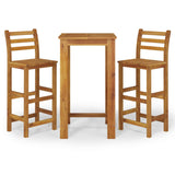 NNEVL 3 Piece Garden Dining Set Solid Wood Acacia