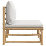 NNEVL Garden Middle Sofa with Light Grey Cushions Bamboo