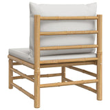 NNEVL Garden Middle Sofa with Light Grey Cushions Bamboo