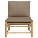 NNEVL Garden Middle Sofa with Taupe Cushions Bamboo