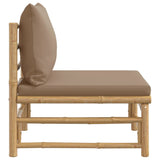 NNEVL Garden Middle Sofa with Taupe Cushions Bamboo