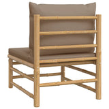 NNEVL Garden Middle Sofa with Taupe Cushions Bamboo