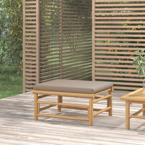 NNEVL Garden Footstool with Taupe Cushion Bamboo