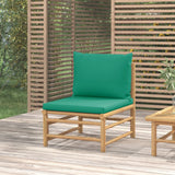 NNEVL Garden Middle Sofa with Green Cushions Bamboo