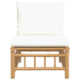NNEVL Garden Middle Sofa with Cream White Cushions Bamboo