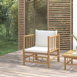 NNEVL Garden Sofa with Cream White Cushions Bamboo
