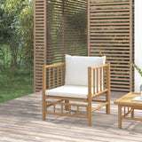 NNEVL Garden Sofa with Cream White Cushions Bamboo