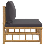 NNEVL Garden Middle Sofa with Dark Grey Cushions Bamboo