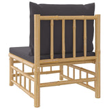 NNEVL Garden Middle Sofa with Dark Grey Cushions Bamboo