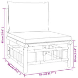 NNEVL Garden Middle Sofa with Dark Grey Cushions Bamboo