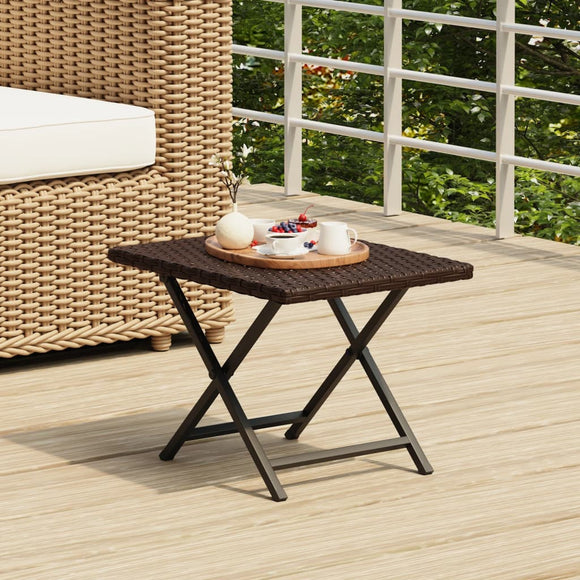 NNEVL Folding Table Brown 45x35x32 cm Poly Rattan