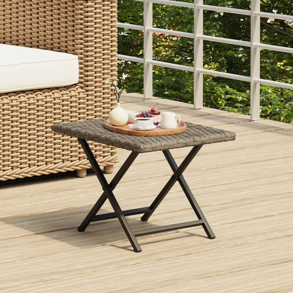 NNEVL Folding Table Grey 45x35x32 cm Poly Rattan