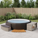 NNEVL Hot Tub Surround Grey Poly Rattan and Solid Wood Acacia