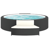 NNEVL Spa Benches with Cushions 2 pcs Black Poly Rattan