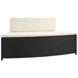 NNEVL Spa Benches with Cushions 2 pcs Black Poly Rattan