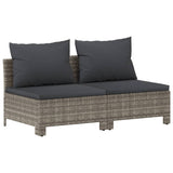 NNEVL 2-Seater Garden Sofa with Cushions Grey Poly Rattan