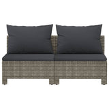 NNEVL 2-Seater Garden Sofa with Cushions Grey Poly Rattan